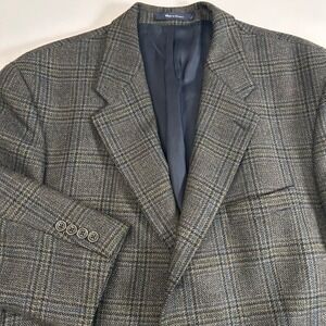 Chaps Ralph Lauren Men's 46T Brown Plaid Wool Blazer Sport Coat 3/2 Roll Jacket